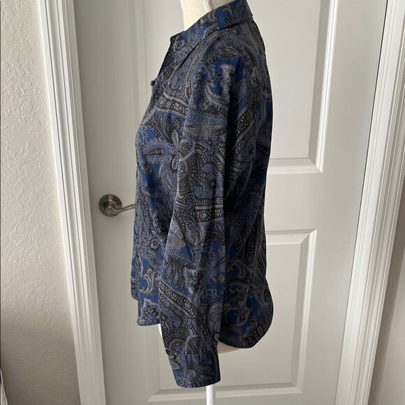 Lauren Ralph Lauren Petite Blue and Gray Paisley Button Down Shirt NWOT Sz PM - Picture 5 of 10